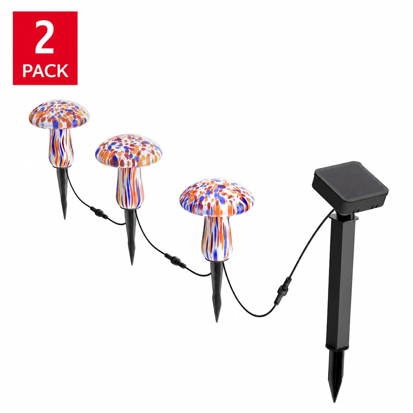 Infinity X1 Solar Confetti Mushroom Landscape Lights 3PK, 2 Sets