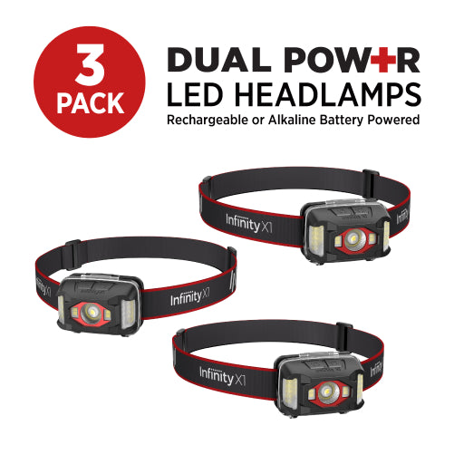 Infinity X1 700L Dual Power Headlamp 3PK