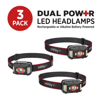 Infinity X1 700L Dual Power Headlamp 3PK