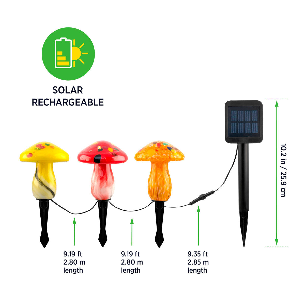 Infinity X1 Solar Mushroom Landscape Lights 3PK