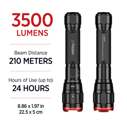 Infinity X1 3,500L Dual Power Flashlight 2PK