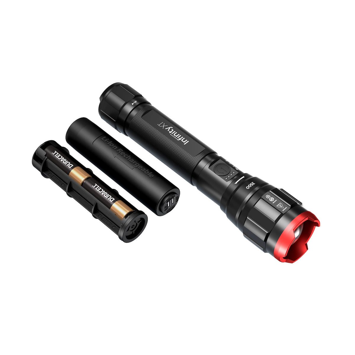 Infinity X1 3,500L Dual Power Flashlight 2PK