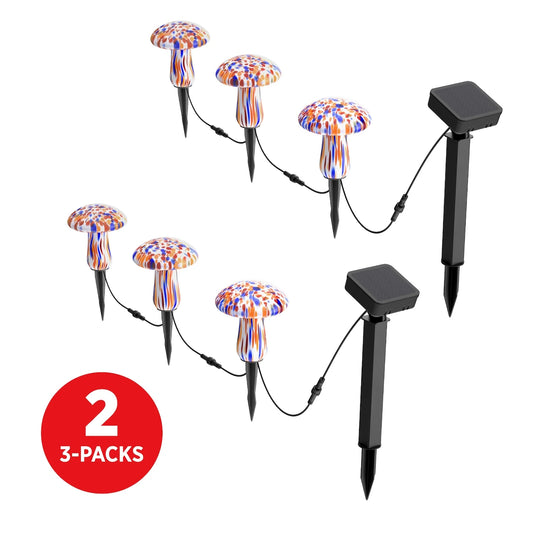 Infinity X1 Solar Confetti Mushroom Landscape Lights 3PK, 2 Sets